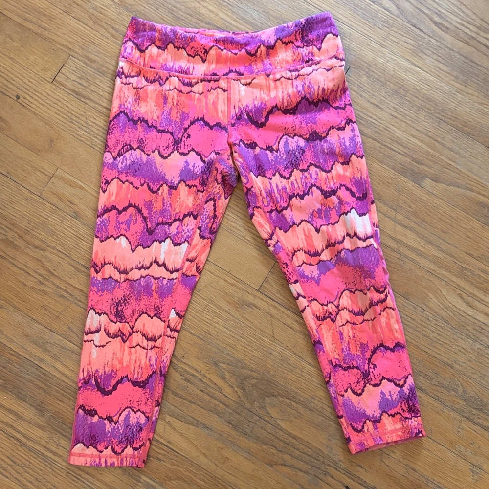 Zella Orange Pink & Purple Cropped Leggings